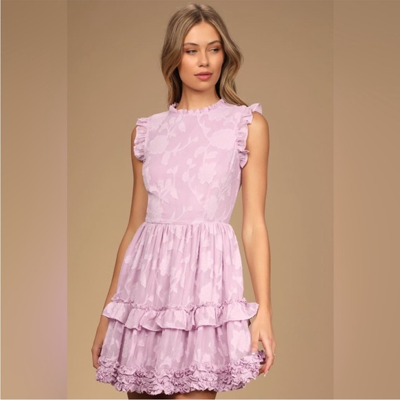 Lulu’s Lavender Ruffle Dress - Picture 2 of 7